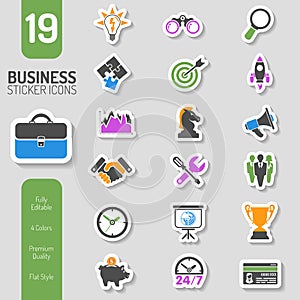 Business Strategy Icon Sticker Set