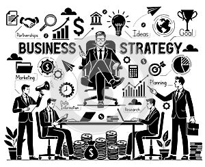 Business strategy idea flat doodle illustration