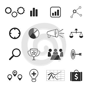 Business strategy and marketing icons set