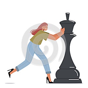Business Strategy Plan, Business Woman Character Team Play Chess. Strategic Game for Leadership Growth