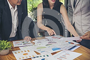 Business strategy team report chart, graph, infographic data analyze financial report plan. Hands team partner planning marketing