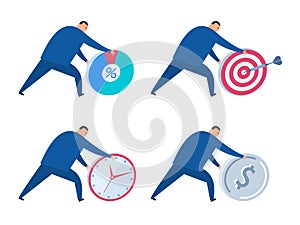 The business strategy, time management, achievement flat vector