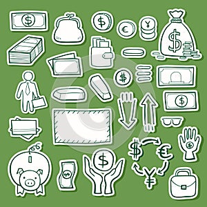 Business strategy vector doodle icon sketch set