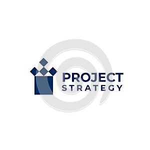 Business strategy vector logo. Geometric logo