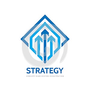 Business strategy vector logo template concept illustration. Three arrows creative sign. Progress development icon symbol.