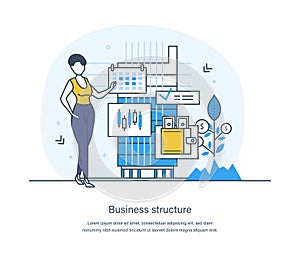 Business structure, company or corporate organizational system concept