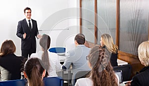 Business students in classroom