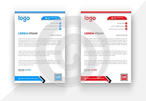 Business style blue and red color official letter head template. Professional corporate a4 letterhead corporate identity.