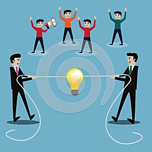 Business success concept,Businessmen in tug-of-war competition,flight for ideas - Vector