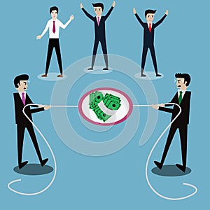 Business success concept,Businessmen in tug-of-war competition,flight for money - Vector