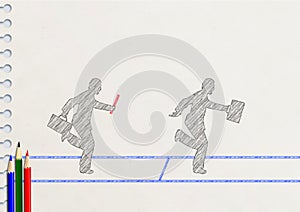 Business success concept illustration drawn with a pencil on a notebook