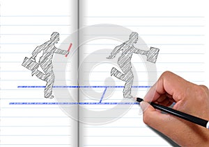 Business success concept illustration drawn with a pencil on a notebook