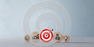 Business success goals Concept. Business process management. Business achievement goal and objective target. Target marketing and