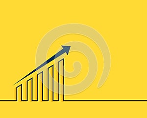 business success growth chart with upward direction arrow