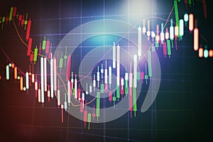 Business success and growth concept.Stock market business graph chart on digital screen.Forex market, Gold market and Crude oil