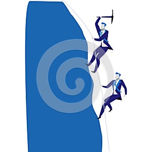 Business success icon vector man climb mountain