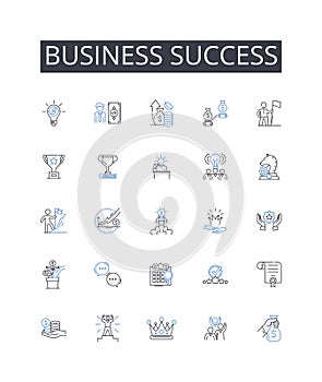 Business success line icons collection. Automation, Analytics, Computation, Compilation, Data, Delivery, Efficiency