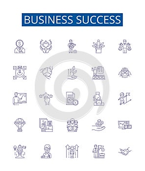 Business success line icons signs set. Design collection of Profitability, Productivity, Expansion, Innovation