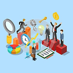 Business success movement winner flat 3d isometric vector