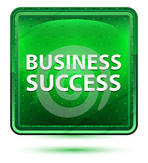 Business Success Neon Light Green Square Button