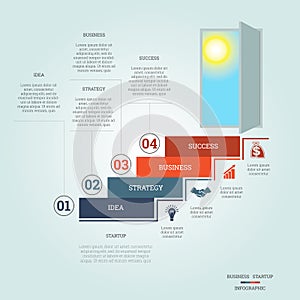 Business success startup infographics four positions