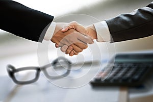 Business Successful handshake and business people Meeting and