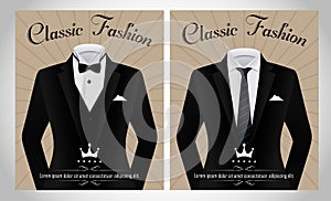 Business suit template with a black tie and white shirt banner