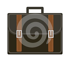 Business suitcase icon flat style. Portmanteau isolated on a white background. Vector illustration.