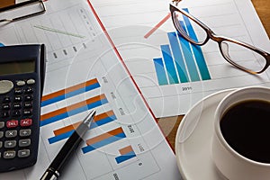 Business summary of the year selective focus pen,summary chart c