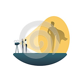 Business superhero vector concept. Business man and woman. Symbol of power, strength, leadership, courage, ambition and