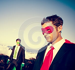Business superheroes on the beach Confidence Concept