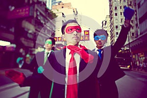 Business Superheroes Hong Kong City Concept