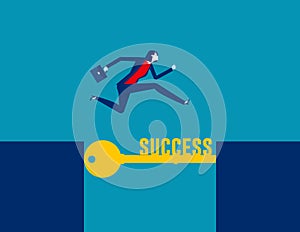 Business support to success. Business achievement key vector illustration