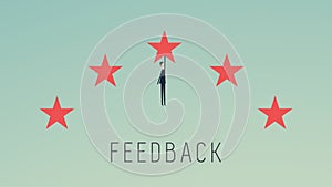 Business survey customer  feedback concept, emotions in happiness symbol for best service ranking