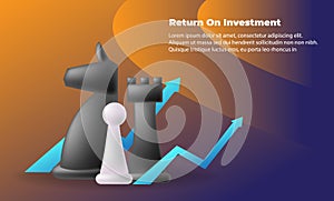 Business symbol and arrow target direction concept to success. Return on investment ROI.