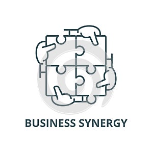 Business synergy vector line icon, linear concept, outline sign, symbol