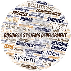 Business Systems Development typography vector word cloud.