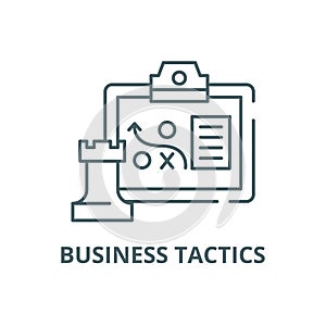 Business tactics line icon, vector. Business tactics outline sign, concept symbol, flat illustration