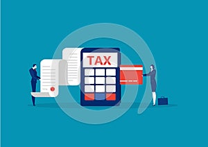 Business take credit card for pay tax end year concept vector