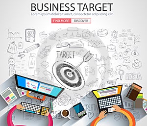 Business Targe Concept with Doodle design style