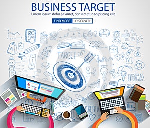 Business Targe Concept with Doodle design style