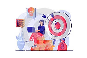 Business target concept with people scene. Vector illustration
