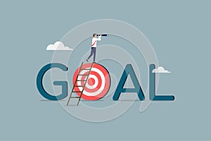 Business target or future vision, business opportunity or challenge ahead, target to achieve more goal and success, confidence