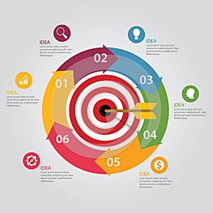 Business target infographic dart board arrow concept of goals achievement world map