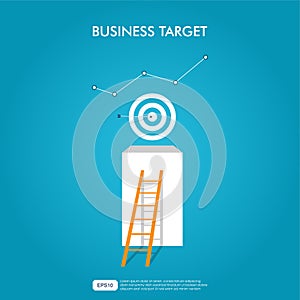 Business target with ladder, target board, and chart concept. Focus on business and Success idea. Vector illustration template for