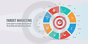 Business target marketing, target goal, achievement, success, infographic, with icons and elements.