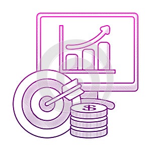 Business Targeting concept with hand drawn outline doodle style