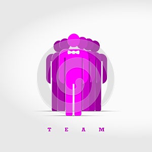 Business Team 3D Vector Icon. The Leader is Ahead in the Bow Tie