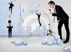 Business team building puzzle