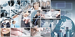 Business team collage background. photo